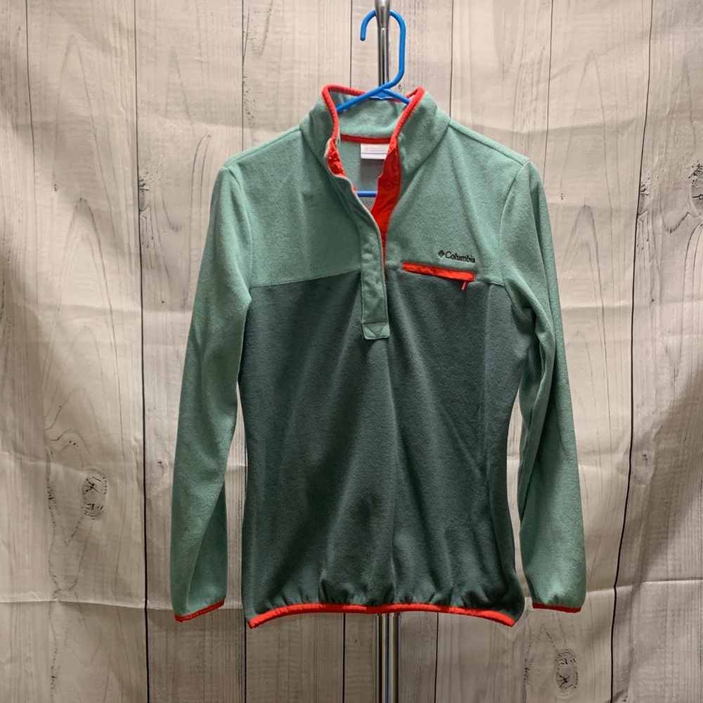 Columbia Two-Tone Green Women's Half-Zip Sweatshirt